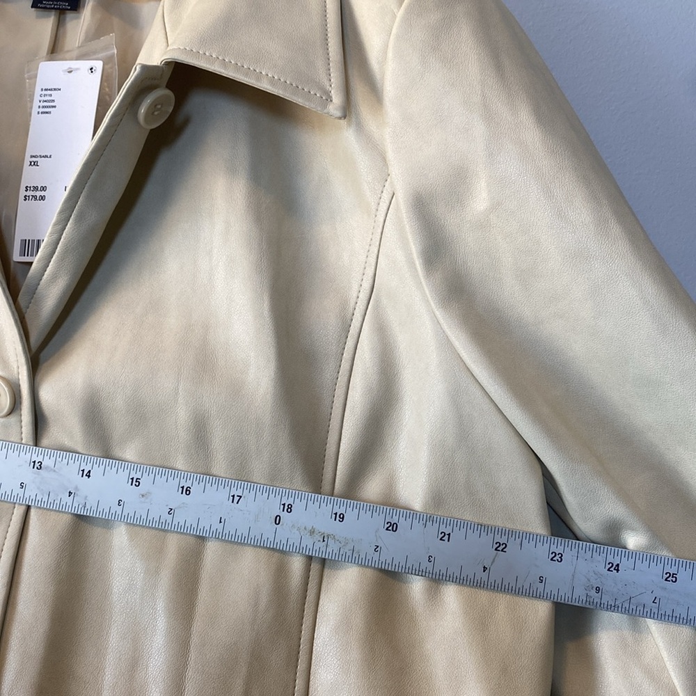 UO Vegan Leather Trench NWT Women’s XXL Ivory Tessa Neutral Longline Coat - Picture 16 of 17